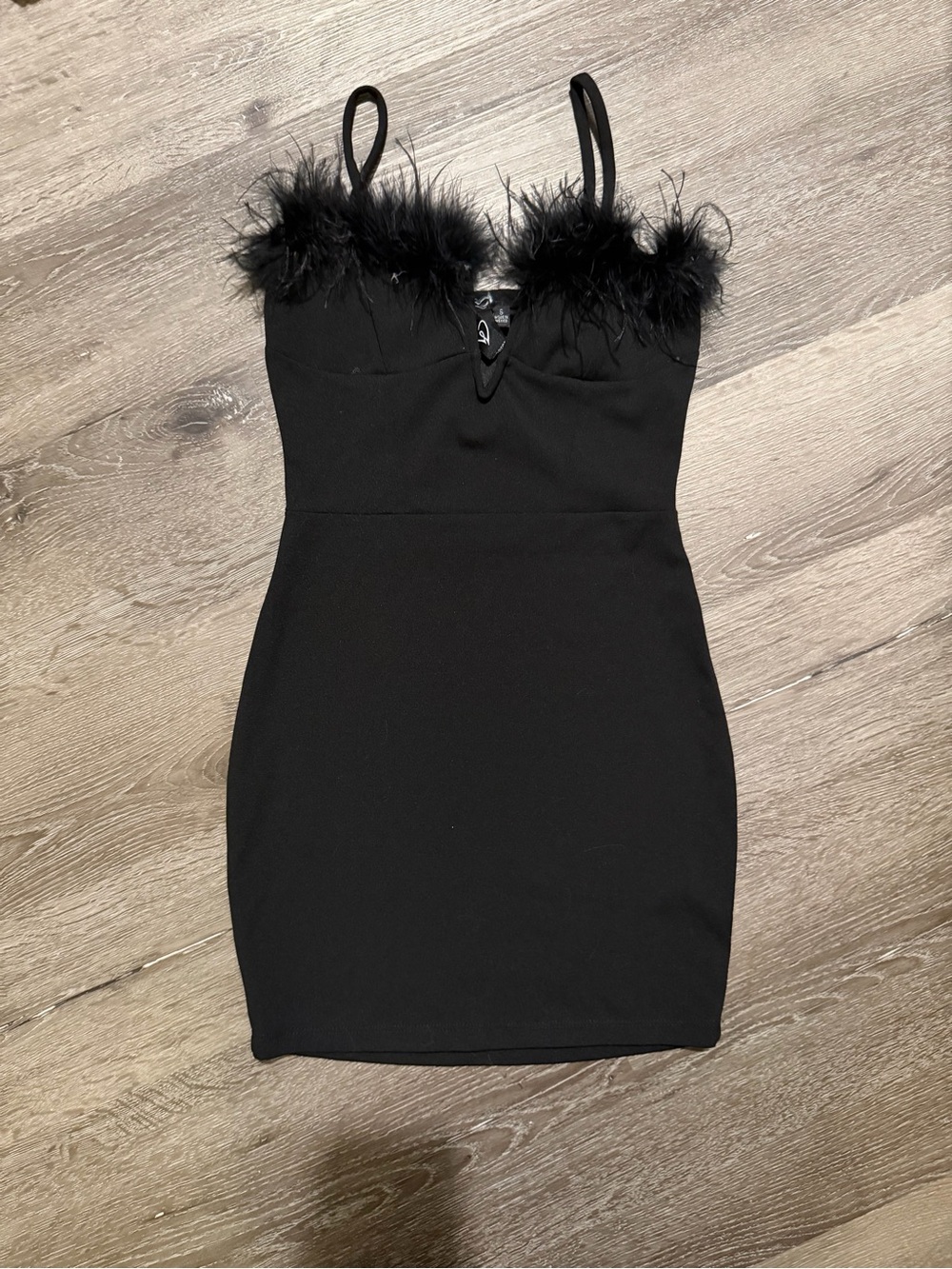Windsor Black Feather Trim Bodycon Dress